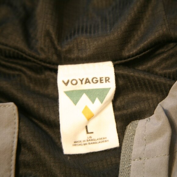 Voyager Men's Hooded Rain Jacket, Size L, Grey - Picture 3 of 3